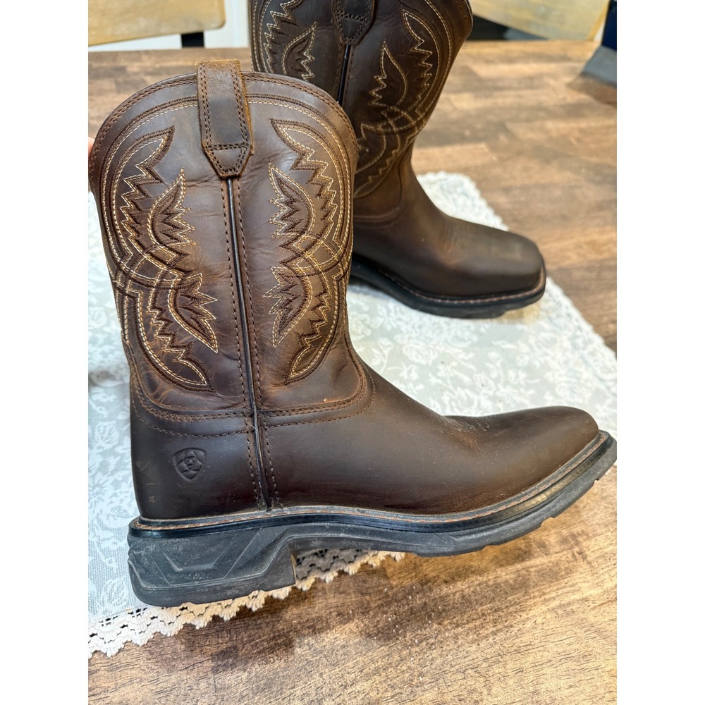Ariat Kids Sport Western Boots Distressed Brown Leather Square Toe 10042412 US 3 - Picture 3 of 14